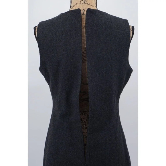 Gap Women Dress‎ Sz 8 Grey Wool Blend Sleeveless Zipper Back V- Neck - Picture 8 of 9